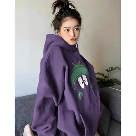 秋冬冬连帽卫衣女小个子中长款外套2023新款爆款宽松秋冬加绒上衣图片