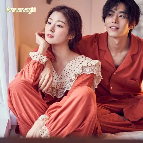 Bananagirl睡衣女春秋可爱ins风甜美韩版情侣睡衣家居服日系男套商品大图