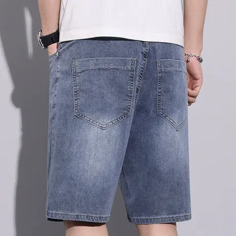夏天蓝色牛仔短裤男士夏季薄款六五分过膝中裤休闲马裤男裤子外穿商品大图