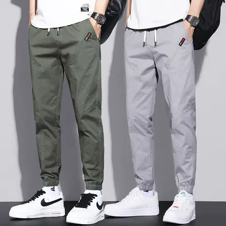 夏装纯棉工装裤男士束脚宽松九分休闲裤子男裤春秋款夏天夏季薄款商品大图