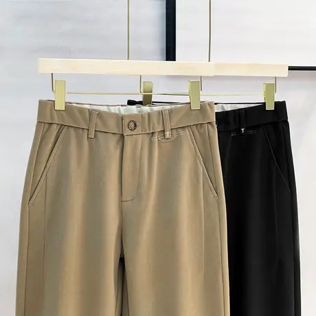 松紧腰男士小西裤秋冬季潮流商务通勤休闲裤毛呢厚款长裤2023新款商品大图