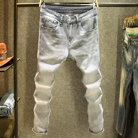 高端潮流百搭牛仔裤男弹力修身小脚裤欧洲站轻奢潮牌长裤2024新款商品大图