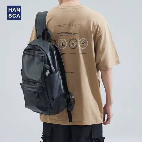 hansca 重磅短袖t恤男夏季新款潮牌日系宽松圆领休闲大码纯棉上衣商品大图