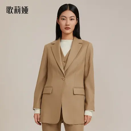 歌莉娅复古职业西装外套女款秋冬新款羊毛外搭西服上衣11CL6M400图片