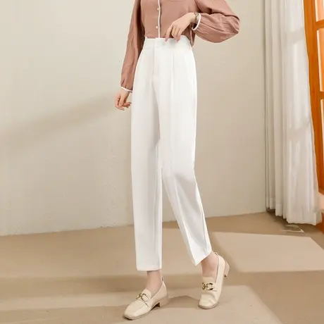 时尚气质休闲西裤2023年春季新款女士简约修身显瘦通勤九分直筒裤图片