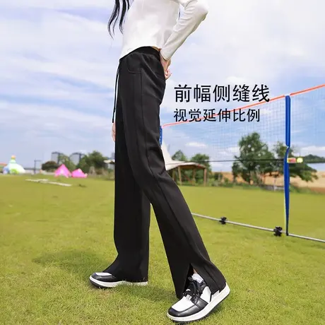 【惊喜直降】香影开叉黑色直筒裤女高腰2023秋季新款裤子宽松显瘦图片