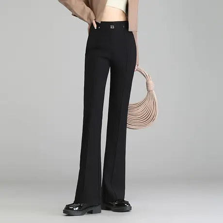 西装微喇裤女2023秋季新款高腰垂感显瘦长裤百搭休闲裤直筒喇叭裤商品大图