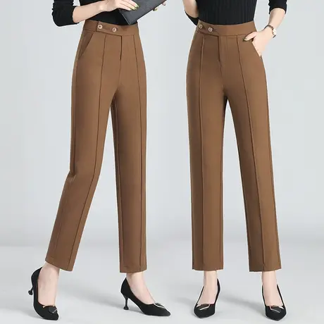 黑色西装裤女2023新款高腰显瘦气质职业西裤小个子直筒休闲九分裤图片