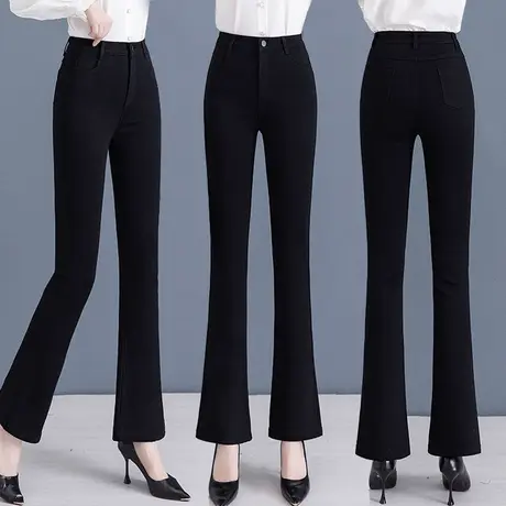 黑色微喇喇牛仔裤女高腰显瘦2023春季新款休闲女裤修身显瘦马蹄裤图片