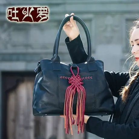 吐火罗女包2021新款复古大容量气质单肩包女民族风中国结手提包女图片