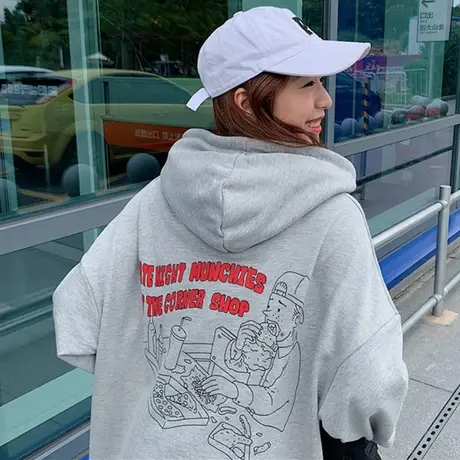 连帽卫衣女2019新款宽松韩版学生bf慵懒风春秋薄款ins超火cec外套商品大图