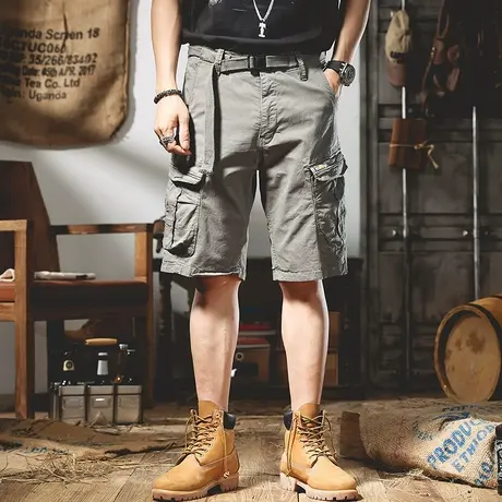 夏季工装五分裤中裤男潮牌短裤男夏季薄款2022新款多口袋休闲裤潮商品大图