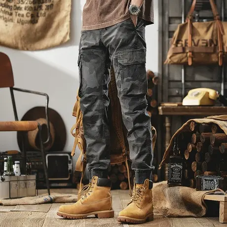 Modi Nick/摩帝尼克复古潮流迷彩工装裤宽松潮牌迷彩裤子男款裤子商品大图