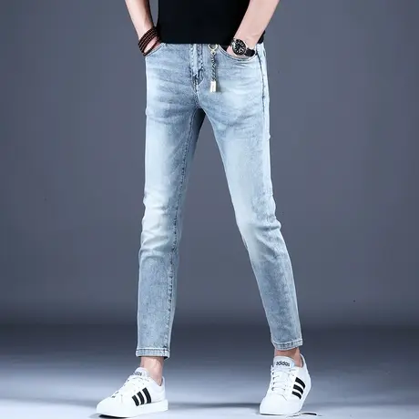 2023秋季潮流男士九分牛仔裤男款修身小脚裤子男潮牌男裤休闲夏天商品大图