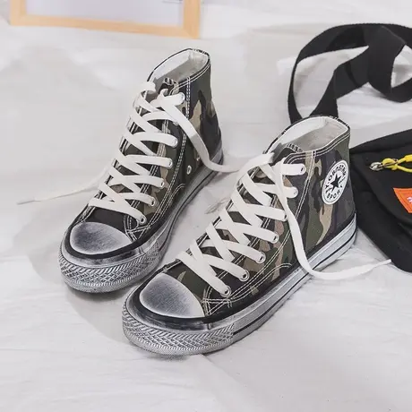 2020新款脏脏鞋复古帆布鞋女高帮学生百搭韩版黑色小脏鞋智熏鞋子图片