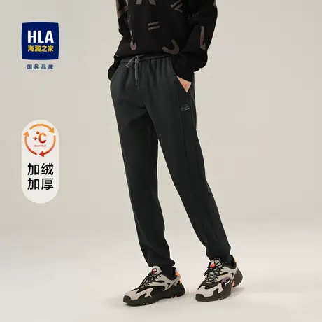 【加绒加厚】HLA/海澜之家休闲裤中腰直筒运动风松紧腰九分卫裤男商品大图