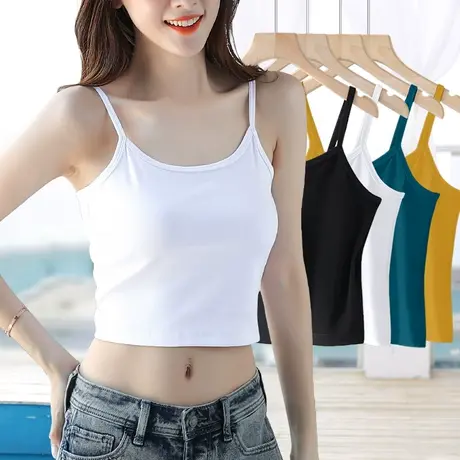 热辣上衣欧美超短款吊带小背心女内搭交叉美背露脐肚子性感打底衫图片