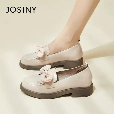 Josiny/卓诗尼漆皮乐福鞋女款2024春季新款蝴蝶结软底日系单鞋女商品大图