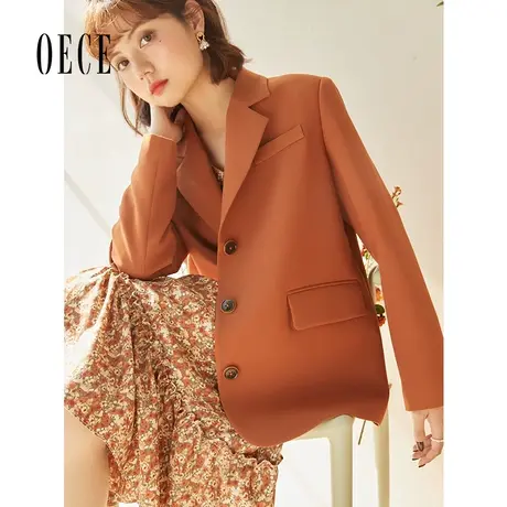 【买1送1】Oece炸街小西装外套春秋新款复古气质修身女士西服商品大图