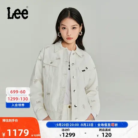 Lee商场同款23秋冬新品舒适版乳白色满身logo女外套LWT006655201图片