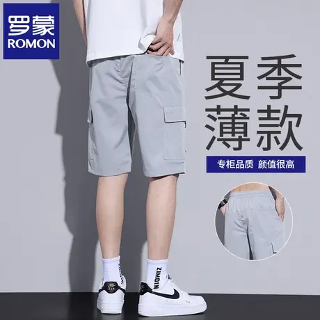 罗蒙2025新款男款休闲短裤宽松直筒夏季薄款冰丝工装五分裤子N1Z商品大图