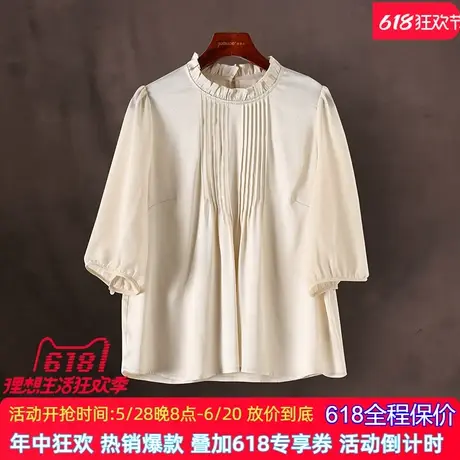 桑蚕丝真丝上衣2025夏季新款宽松休闲百搭衬衫短袖百搭小衫薄款女商品大图
