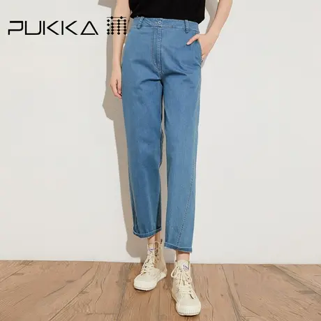 蒲牌浅色直筒牛仔裤女2022春夏新款宽松原创设计感复古港风裤子女图片