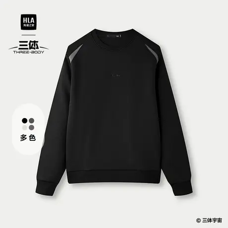 HLA/海澜之家三体联名系列卫衣25春夏新款圆领时尚撞色镶拼上衣男商品大图