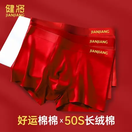 健将本命年男士内裤纯棉裆平角红色大码结婚礼物2025属蛇短裤衩头商品大图