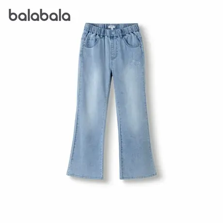 商场同款巴拉巴拉女童牛仔裤儿童凉感抗菌微喇裤2025夏季新款裤子图片