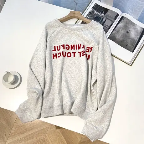 圆领卫衣女早秋2022年新款宽松薄款显瘦百搭上衣网红日系炸街外套图片