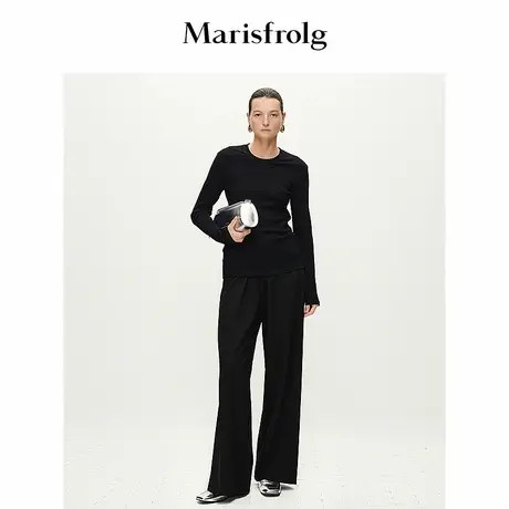 【精简美学】Marisfrolg玛丝菲尔黑色圆领修身打底衫图片