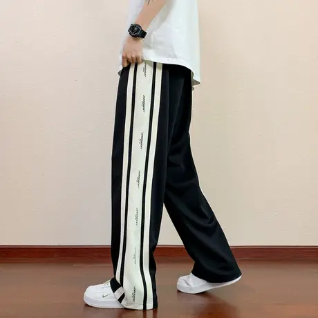NWJ男士休闲裤宽松百搭阔腿裤修腿帅气直筒裤舒适透气运动男裤商品大图