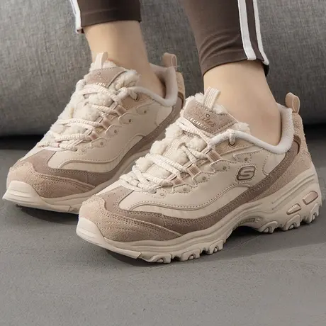 斯凯奇（Skechers）女鞋冬季24新款鞋女卷毛熊老爹鞋加绒保暖熊猫商品大图