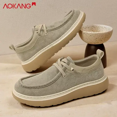 奥康新品2026春季一脚蹬休闲时尚简约布鞋日常通勤轻奢感懒人鞋男商品大图