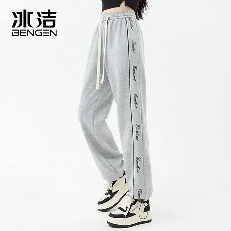 冰洁休闲阔腿裤2023秋冬季新款脚口抽绳男女情侣慵懒显高长裤MYY商品大图