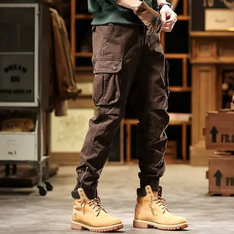 时尚百搭工装裤男户外耐磨休闲裤男款潮流大码纯色裤子男款工装裤商品大图