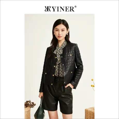 【音儿甄选】【小香风】YINER音儿专柜2022款短款轻薄真皮羽绒服商品大图