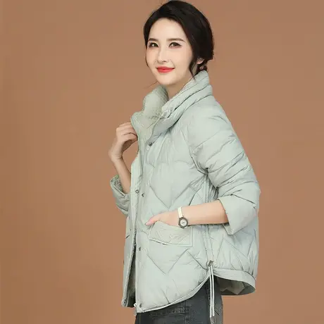 新品8.5折】立领暗格纹短款棉衣棉服女棉袄棒球服外套厚商品大图