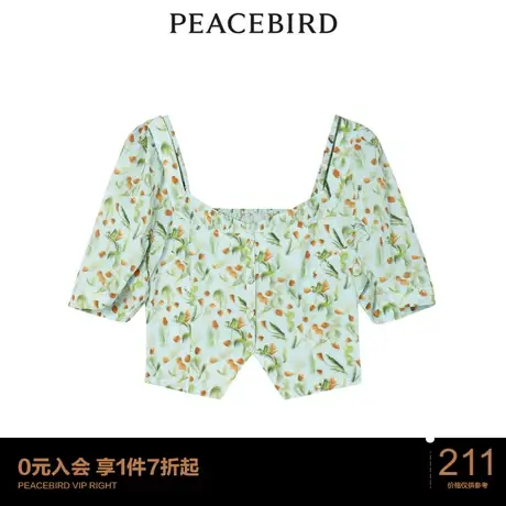 太平鸟女士时尚年新款盐缩碎花上衣A1CDC2465商品大图