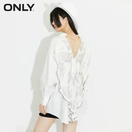 ONLY奥莱夏季通勤OL风宽松纯色个性印花衬衫女商品大图