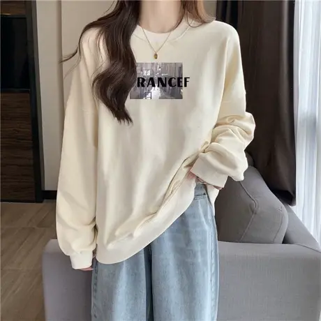 ins超火加绒加厚无帽卫衣女春秋冬季宽松韩版显瘦vintage长袖上衣商品大图