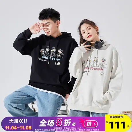 唐狮2022春季新款情侣卫衣男女连帽宽松情侣装学院风外套潮酷ins图片