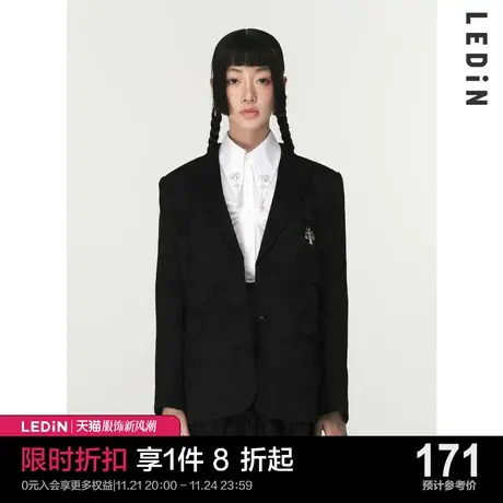 乐町暗纹西装秋季新款西装外套女宽松C5BAC1101图片