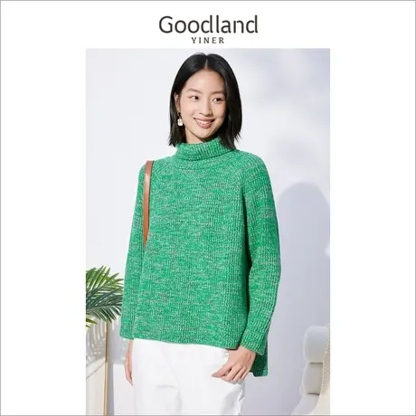 音儿美地女装2022冬季新款高领慵懒风套头亮丝毛衣针织衫商品大图