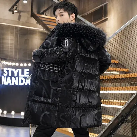 冬季外套男潮2023年新款中长款棉衣加厚棉袄学生潮牌亮面羽绒棉服商品大图
