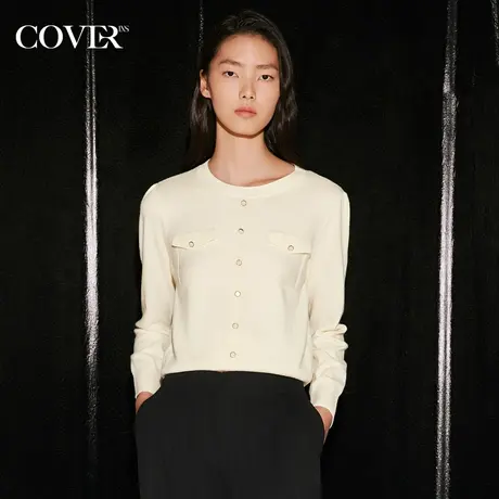 COVER秋季美丽诺圆领小香风针织衫商品大图