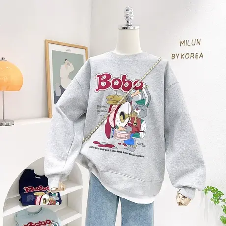 韩国东大门兔子上衣女2023春季新款ins设计感假两件卫衣外套休闲商品大图