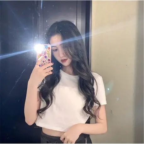 2023年春夏季新款别致小众设计感短款白色潮短袖T恤潮短上衣女装商品大图