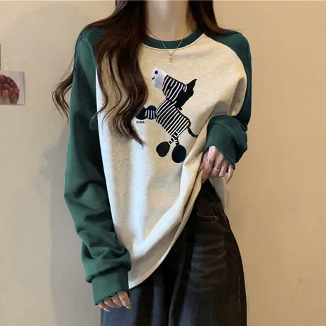 超火cec加绒加厚圆领卫衣女秋冬装韩版宽松显瘦无帽衫套头上衣潮图片